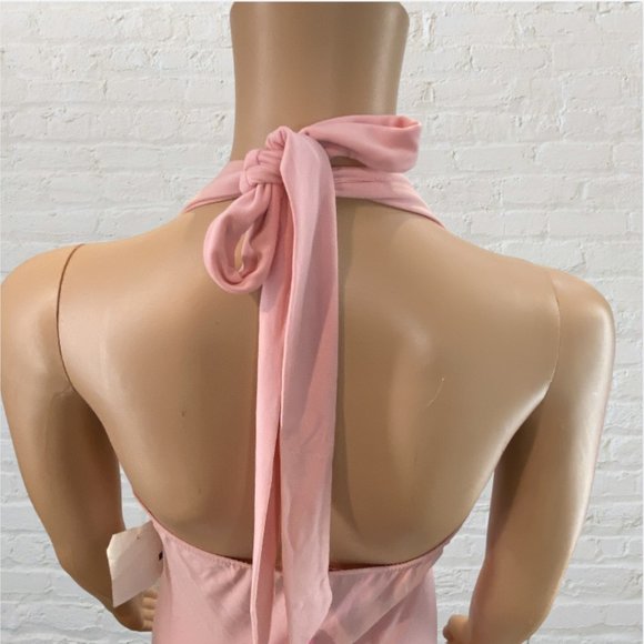 VOLUME ONE -- Halter Dress with Ruffled Skirt, Ties at Neck, Pink, Backless, NWT - Picture 6 of 16